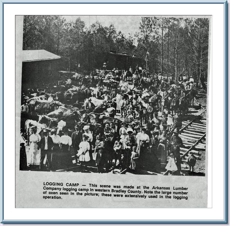 Arkansas Lumber Company logging camp, Bradley County, Arkansas; original is located at the Bradley County Historical Museum