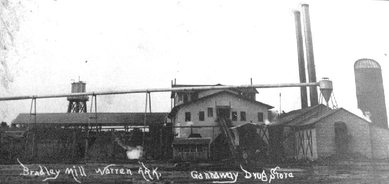 Bradley Mill, Warren Arkansas - Gannaway Drugstore Postcard