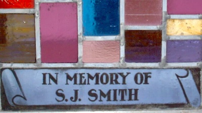 Memorial Stained Glass Window at Hermitage Baptist Church, 1963 building, Bradley County, Arkansas