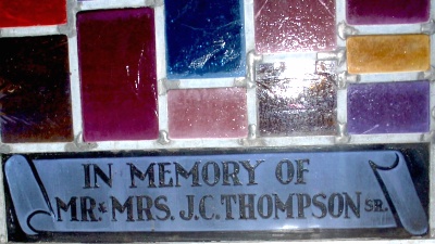 Memorial Stained Glass Window at Hermitage Baptist Church, 1963 building, Bradley County, Arkansas