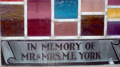 Memorial Stained Glass Window at Hermitage Baptist Church, 1963 building, Bradley County, Arkansas