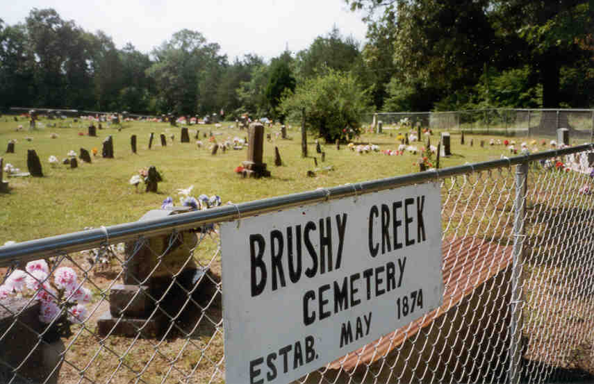 Brushy Cemetery,1998. The gate is just to the right.  The old section is straight out in front.