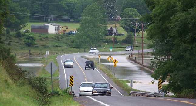 Well after the water started receeding. Travelling into Oden , heading west. Friday 31st May 2013. Photo taken by Barry Mickey.