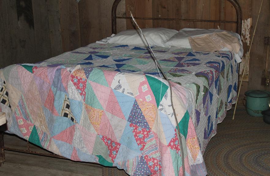 Inside the log cabin at the museum.