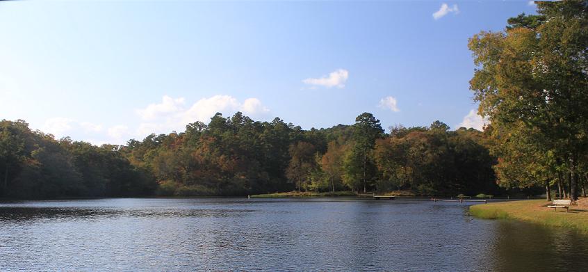 Shady Lake, 13 Oct. 2010. Diving platform and roped swim area to the right.