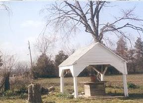 Well house down Brushy Rd, Oden, March 2002. Often onions would be hung in a well house to dry.